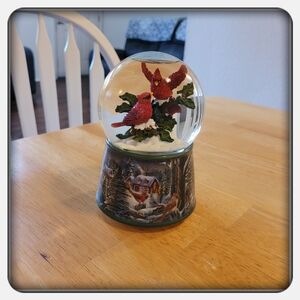Holiday Musical Snow Globe with Red Cardinals
